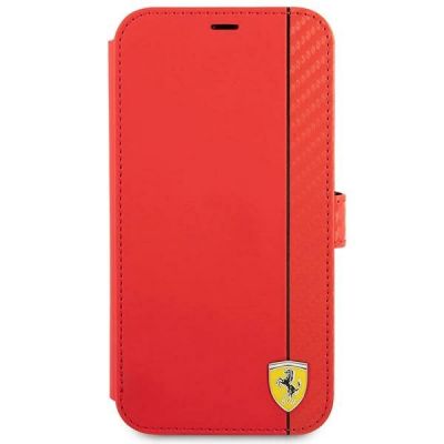 2. Ferrari FESAXFLBKP13SRE iPhone 13 mini 5.4" rot/rotes Buch On Track Carbon Stripe