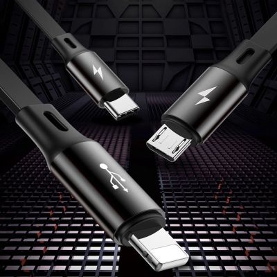 10. Baseus Golden Loop einziehbares 3in1 USB-Kabel - Micro-USB / Lightning / USB-C 3.5A 35cm - 120cm schwarz (CAMLT-JH01)