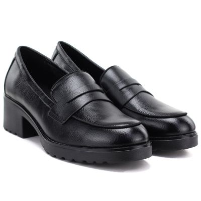 4. Schwarze Damen-Mokassins mit hohem Absatz, Potocki SZ12870