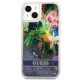 4. Guess GUHCP13SLFLSB iPhone 13 mini 5.4" blau/blaue Hardcase Flower Liquid Glitter