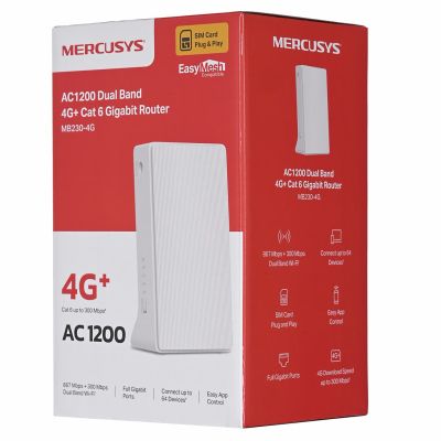 12. Mercusys MB230-4G LTE 4G+ Cat6 Router, AC1200