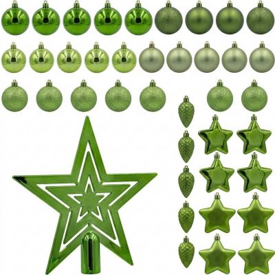 2. Dekorative Plastikkugeln, sicher, 40 Stück, grüner Glimmer