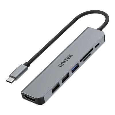 21. UNITEK HUB USB-C 7-in-1, HDMI 4K, PD 100W, 5GBPS, Aluminium