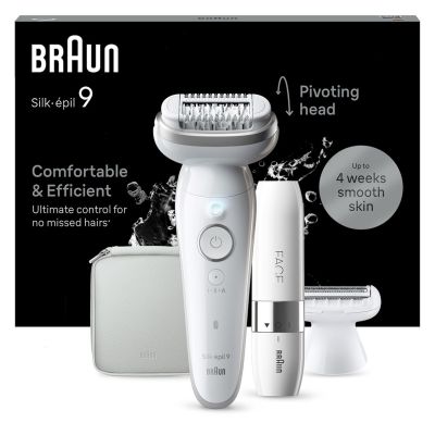 Braun Silk-épil 9 9-341 Enthaarungsbürsten, 40 Pinzetten, Weiß