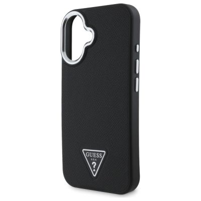 6. Guess Grained Triangle MagSafe Hülle für iPhone 16 - Schwarz