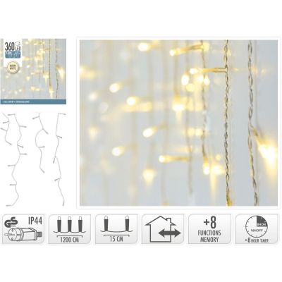 13. Weihnachtsbaumbeleuchtung, Außenbeleuchtung, 360°-LED-Steuerung, Timer, warmweißes, transparentes Kabel