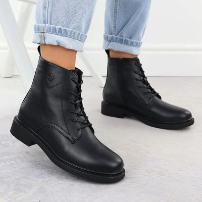 11. Gefütterte schwarze Damen-Lederboots im Worker-Stil Sergio Leone BT25172-S