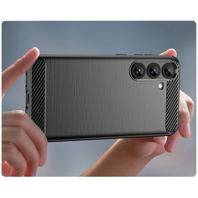 6. Carbon Case Silikonhülle für Samsung Galaxy S25+ - schwarz