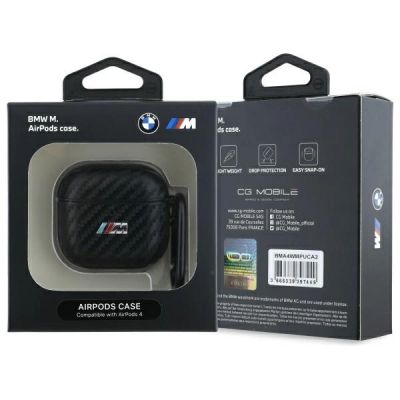 3. BMW BMA4CMPUCA AirPods 4 Hülle schwarz/schwarz PU Carbon M Collection