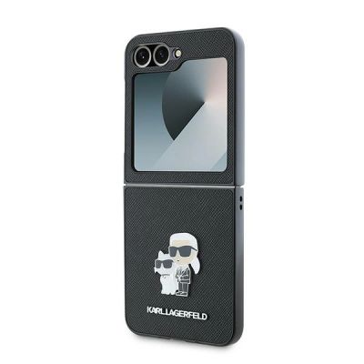 6. Karl Lagerfeld Saffiano Metal Pin Hülle für Samsung Galaxy Z Flip 6 – Schwarz