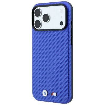 2. BMW M Carbon Metal Logo MagSafe Hülle für iPhone 17 Pro Max / 18 Pro Max - Blau