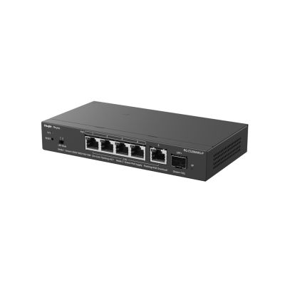 4. Ruijie Networks RG-ES206MG-P Netzwerk-Switch, Managed L2 2,5G Ethernet (100/1000/2500), PoE-fähig, Tisch-/Wandmontage, Schwarz