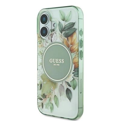 2. Guess IML Flower & Tonal Circle MagSafe Hülle für iPhone 16 – Grün
