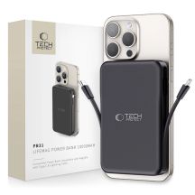 Tech-Protect LifeMag PB31 Powerbank mit MagSafe 10000 mAh 15 W USB-C/USB-A/integriertes USB-C/ Lightning Kabel – Schwarz
