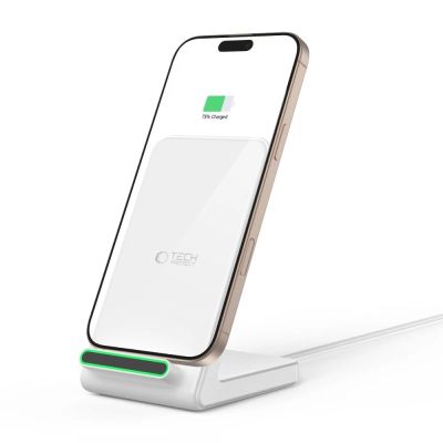 7. Tech-Protect QI15W-A40 Kabelloses Ladegerät - Weiß