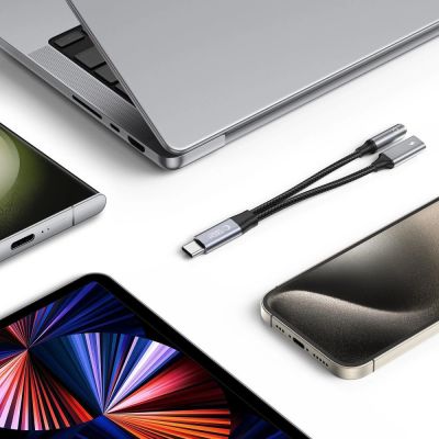 2. Tech-Protect UltraBoost USB-C (männlich) PD 60W 6A / Miniklinke 3,5 mm (weiblich) – USB-C-Kabel (weiblich) – Schwarz