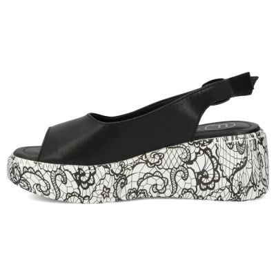 3. Schwarze Keilsandalen aus Leder für Damen, Filippo DS7580