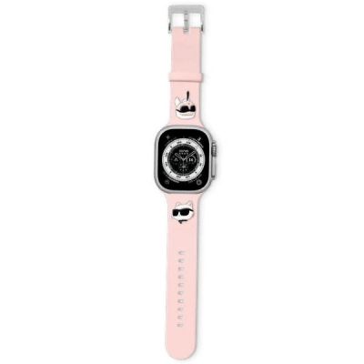 Karl Lagerfeld 3D Rubber Karl&Choupette Heads Armband für Apple Watch 38/40/41 mm – Rosa