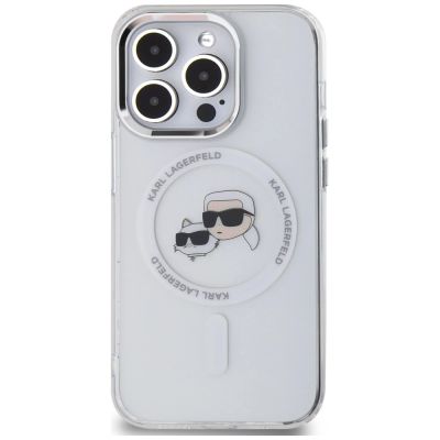 3. Karl Lagerfeld IML Metal Karl & Choupette Head MagSafe Hülle für iPhone 14 Pro - Weiß