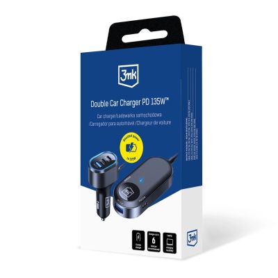 3. 3mk Doppel-Autoladegerät 135W PD QC PPS USB-C USB-A - Schwarz