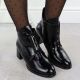 7. Lack-Stiefeletten für Damen mit Schleifen und Blockabsatz, schwarz M.Daszyński 2481