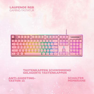 2. Deltaco Gaming GAM-021-RGB-P-DE USB-Tastatur QWERTZ Deutsch Pink