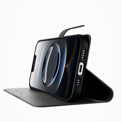 3. Puro Booklet Hülle mit Klappdeckel und Brieftasche für iPhone 16e/17e – Schwarz