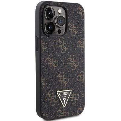 4. Guess 4G Triangle Metal Logo Hülle für iPhone 14 Pro – Schwarz