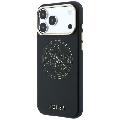 2. Guess Perforierte 4G Gold Logo Magsafe Hülle für iPhone 17 Pro Max / 18 Pro Max - Schwarz