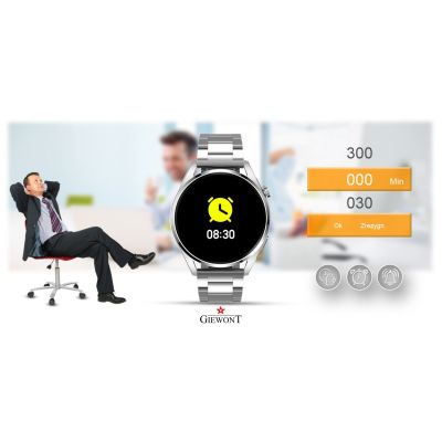 10. GIEWONT Vertex SmartCall GW450-4 Silber/Carbon Silikon Smartwatch