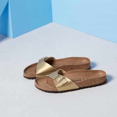 4. Birkenstock Madrid Birko-Flor Gold Damen Regular Wide Gold Flip-Flops (1016106)