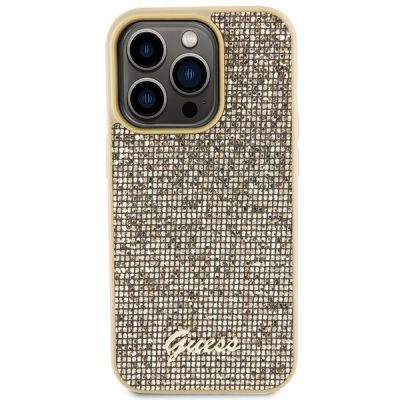 3. Guess Disco Metal Script Hülle für iPhone 15 Pro – Gold