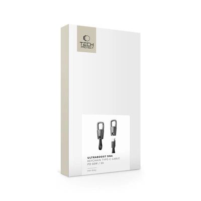 7. Tech-Protect Ultraboost DNA-Kabel mit Schlüsselanhänger USB-C PD 60 W / 3 A – Grau