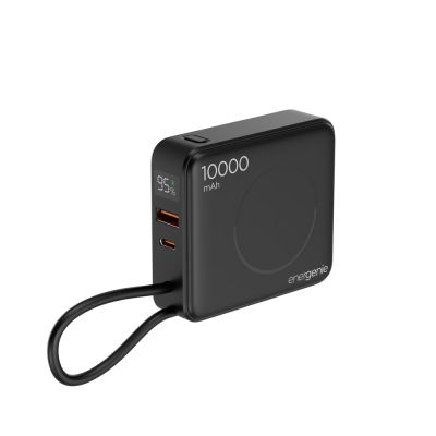 GEMBIRD Powerbank 10000 mAh, 20W Schnellladung, kabelloses Laden, Schwarz