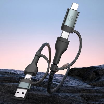 13. 3mk Hyper Cable N-SERIES 2-in-2 USB-A/USB-C und USB-C/ Lightning 1,2 m QC 3.0 9 V/2 A 60 W – Schwarz