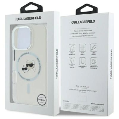 8. Karl Lagerfeld IML Metal Karl&Choupette Head MagSafe Hülle für iPhone 16 Pro - Weiß
