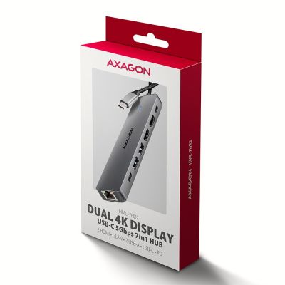 6. Axagon HMC-7HX2 USB-Hub USB 3.2 Gen 1 (3.1 Gen 1) Typ-C Grau
