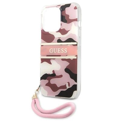 6. Guess GUHCP13LKCABPI iPhone 13 Pro / 13 6.1" pink/pink Hardcase Camo Strap Collection