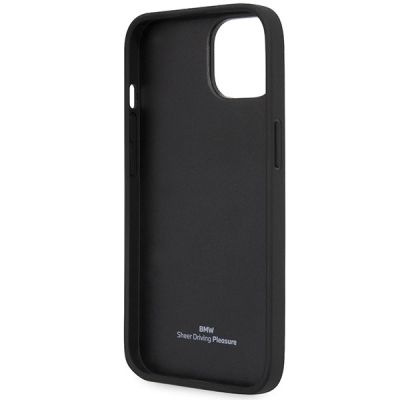 7. Hülle BMW BMHCP14S22RVSK iPhone 14 6,1" schwarz/schwarz Hardcase Leder Stamp Blue Lines