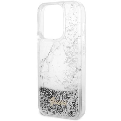 6. Guess GUHCP14LLCSGSGH iPhone 14 Pro 6,1" weiß/weißes Hardcase Liquid Glitter Marble