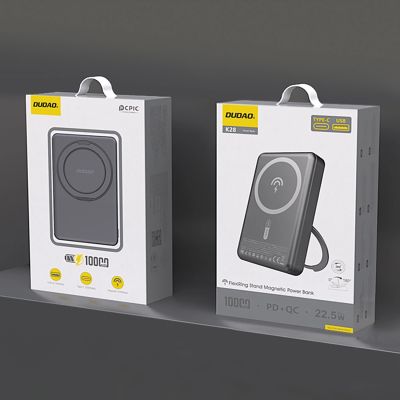 2. Dudao K28 10000 mAh PD 22,5 W MagSafe Powerbank mit Metallgehäuse und Ringständer - Grau