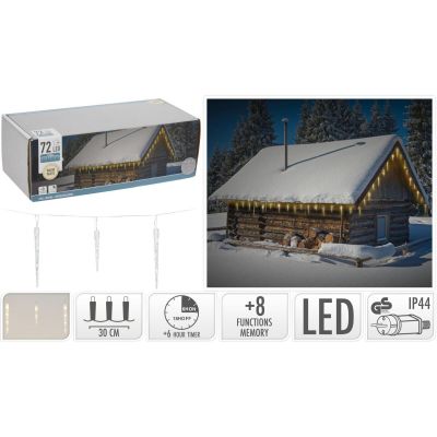 11. Lampen, Lichtvorhänge, eisig, für den Außenbereich, 72 LEDs, warmweiß, mit Timer