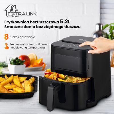 21. Extralink Heißluftfritteuse 5,2 l EU SJ-520 Einzeln 5,2 l Heißluftfritteuse Schwarz
