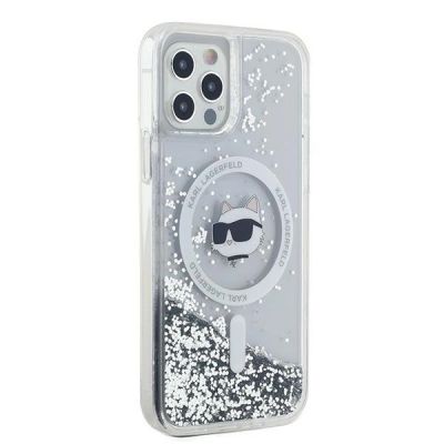 4. Karl Lagerfeld Liquid Glitter Choupette Head MagSafe Hülle für iPhone 12/12 Pro – Transparent
