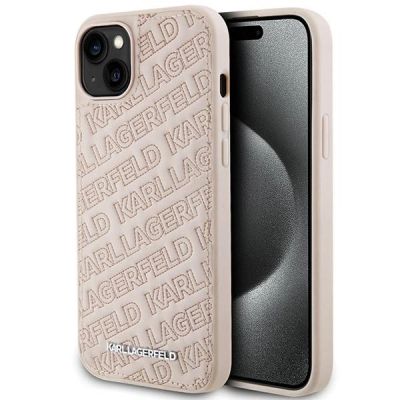 Karl Lagerfeld Quilted K Pattern Hülle für iPhone 15 Plus / 14 Plus – Rosa