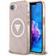 Guess IML Metal Glitter 4G Circle Triangle MagSafe Hülle für iPhone 16e - Pink
