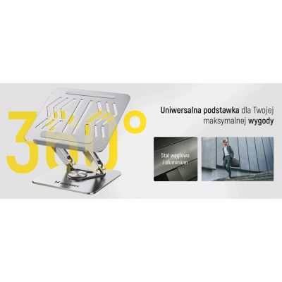 21. Wozinsky WRS-CPY84SS Laptop- und Tablet-Ständer aus Aluminium + gratis Smartphone-Ständer – Silber