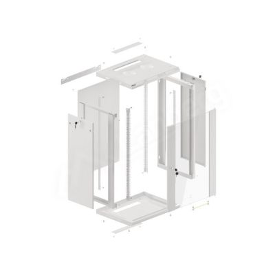 9. Lanberg WF01-6418-10S Rack-Schrank (18 HE; 901 mm / 600 mm / 450 mm; Wandmontage; Glas; 19 Zoll; grau)