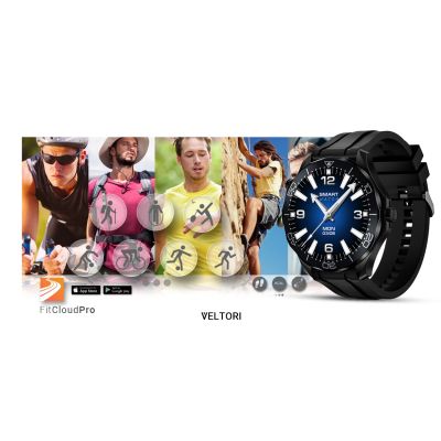 16. VELTORI VT150-1 Smartwatch Schwarzes Silikonarmband + Schwarzes Armband