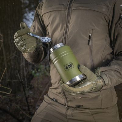8. M-TAC Olive Edelstahl-Lunchthermoskanne mit Löffel, Fassungsvermögen 750 ml.